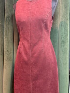 BCBG Sleeveless Suede Midi Dress in Deep Wine